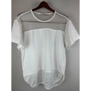 Adidas by‎ Stella McCartney White Mesh T Shirt Womens Athletic Tee Sz Medium